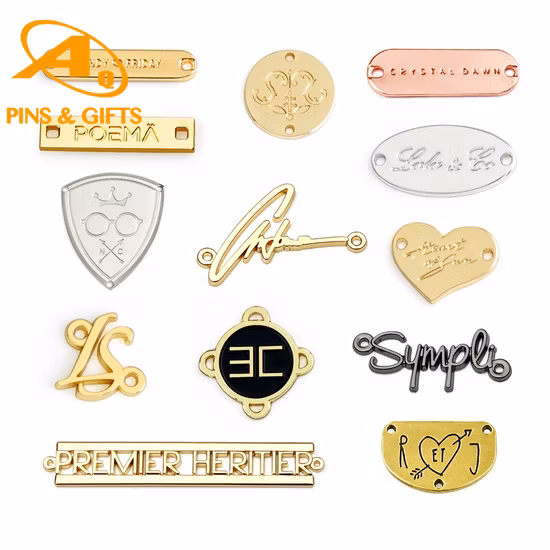 Acessórios de vestuário Logotipo personalizado Cuidados particulares Sapato de transferência de calor PVC TPU Borracha PU Marca Tag Silicone Couro Jeans Tamanho de pano Tecido Metal Etiquetas de roupas tecidas